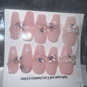 Pink Y2K Handmade Press on Nail Set Size L